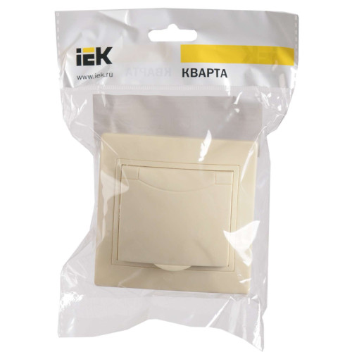 KVARTA Розетка 1-местная с заземлением крыш. 16А РСб10-3-ККм кремовый IEK