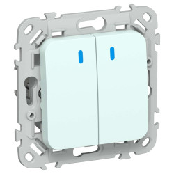 FLITE Выключатель 2-клавишный кнопочный с индикацией 10А ВС12-2-1-ФлХЛ холодный лед IEK