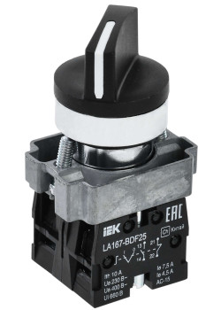 Переключатель LA167-BDF25 на 2 положения 1NO+1NC черный IEK