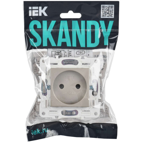 SKANDY Розетка без заземления с защитными шторками 10А SK-R01Sh шампань IEK