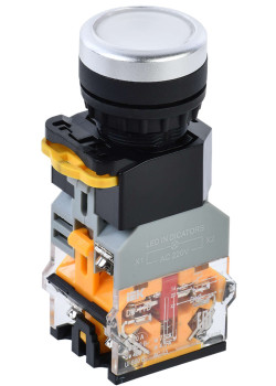 Кнопка управления D8-11D d=22мм 1NO+1NC с подсветкой белая IEK