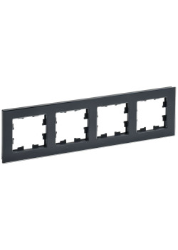 BRITE Рамка 4 -местная РУ-4-2-БрЧ стекло черный IEK