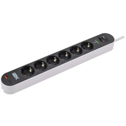 Фильтр сетевой СФ-06К 16А USB A+C 20Вт 3м 3х1,5мм2 черный IEK