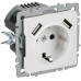 BRITE Розетка 1-местная с заземлением с защитными шторками 16А с USB A+A 5В 2,1А РЮш10-1-БрАБ арктический белый IEK