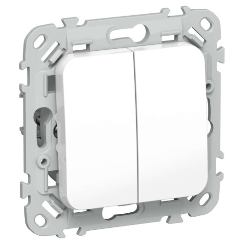 FLITE Выключатель 2-клавишный проходной 10А ВС62-1-0-ФлБ белый IEK