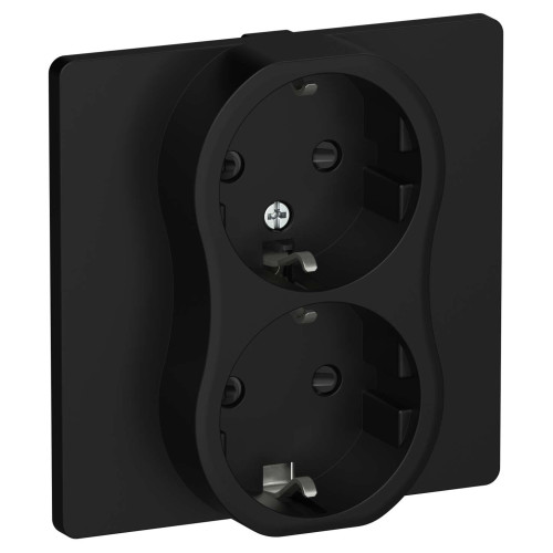 FLITE Розетка 2-местная с заземлением с защитными шторками безвинтовое крепление 16А РСш12-1-К-ФлЧ черный IEK