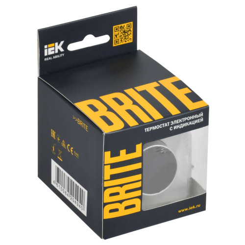 BRITE Термостат электронный с индикацией ТС10-1-БрА алюминий IEK