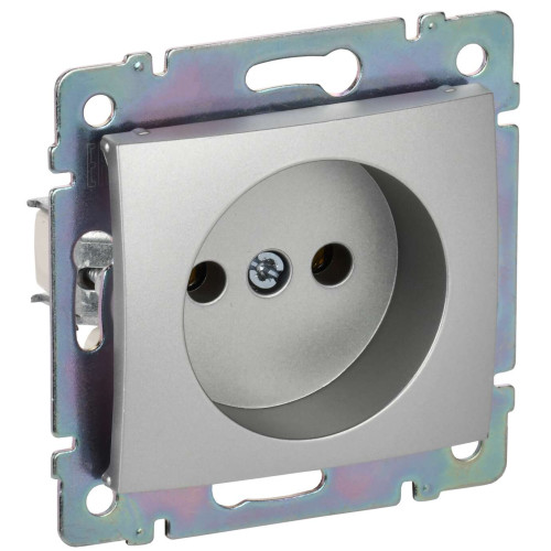 VALENA Розетка 1-местная без заземления без защитных шторок 16А алюминий