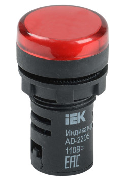 Лампа AD22DS(LED)матрица d=22мм красный 24В AC/DC IEK