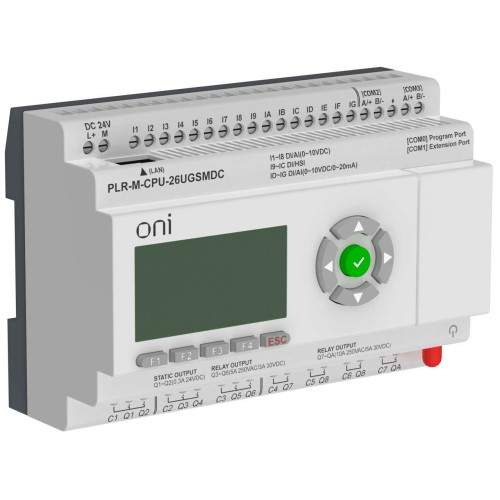Микро ПЛК PLR-M. CPU с GSM DI16/DO08(R)/02(T) 24В DC ONI