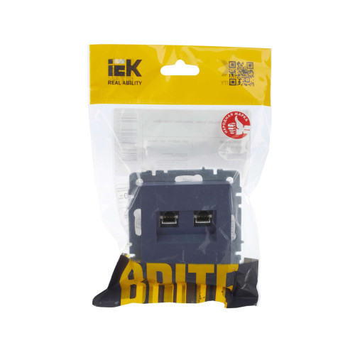 BRITE Розетка двойная RJ11+RJ45 кат.5E РК/Т12-БрМ маренго IEK