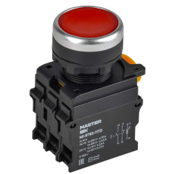 Кнопка с подсветкой и фиксацией d=22мм 1NO+1NC красная MASTER IEK