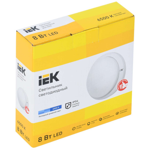 Светильник светодиодный ДПО 4005 8Вт 6500K IP54 круг белый IEK