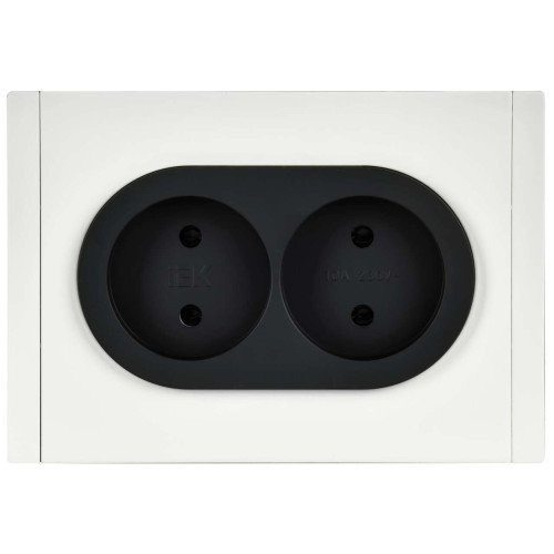 FORTE&PIANO Розетка 2-местная без заземления без защитных шторок безвинтовое крепление 10А FP226M металл белый IEK