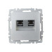 BRITE Розетка компьютерная двойная RJ45 кат.5E РК10-2-БрА алюминий IEK