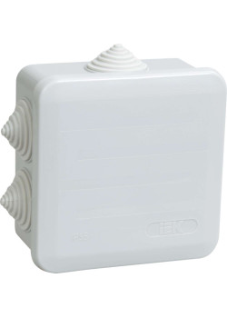 Коробка распаячная КМ41255 для открытой проводки безгалогенная (HF) 100х100х50мм с защелкивающейся крышкой IP44 6 гермовводов серая IEK