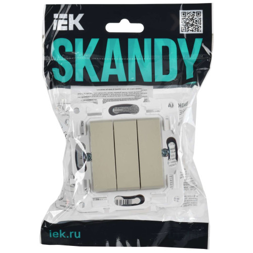 SKANDY Выключатель 3-клавишный 10А SK-V11B бежевый IEK