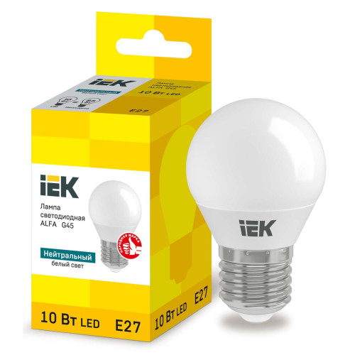 Лампа светодиодная ALFA G45 шар 10Вт 230В 4000К E27 IEK