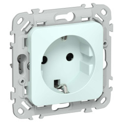 FLITE Розетка с заземлением без защитных шторок безвинтовое крепление 16А РС11-1-ФлХЛ холодный лед IEK