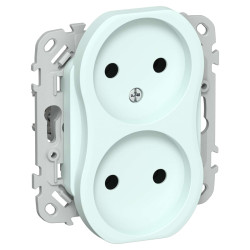 FLITE Розетка 2-местная без заземления без защитных шторок безвинтовое крепление 10А РС02-1-ФлХЛ холодный лед IEK