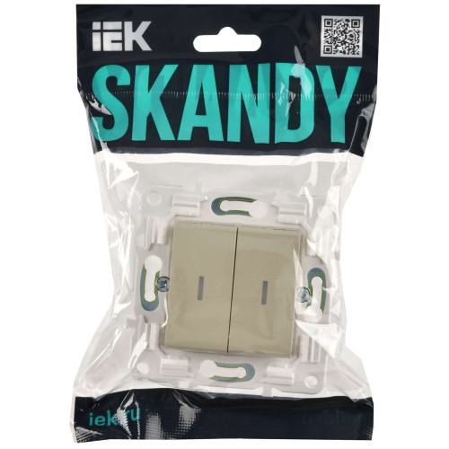 SKANDY Выключатель 2-клавишный с индикацией 10А SK-V09B бежевый IEK