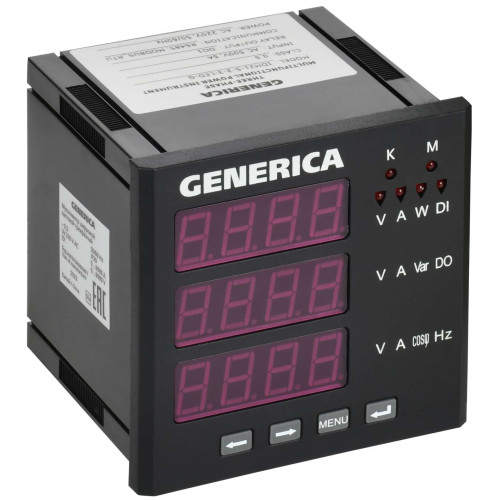 Мультиметр цифровой щитовой трехфазный DO RS-485 96х96мм LED GENERICA