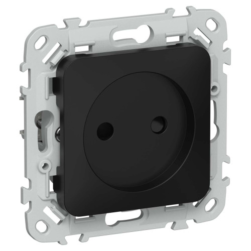 FLITE Розетка без заземления с защитными шторками безвинтовое крепление 10А РСш01-1-ФлЧ черный IEK