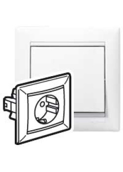 VALENA Розетка 1-местная с заземлением без защитных шторок 16А с лицевой панелью и рамкой в сборе белый