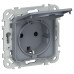 FLITE Розетка с заземлением с защитными шторками и крышкой безвинтовое крепление 16А IP44 РСшкр11-1-44-ФлМ маренго IEK