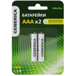 Батарейка щелочная Alkaline LR03/AAA (2шт/блистер) GENERICA