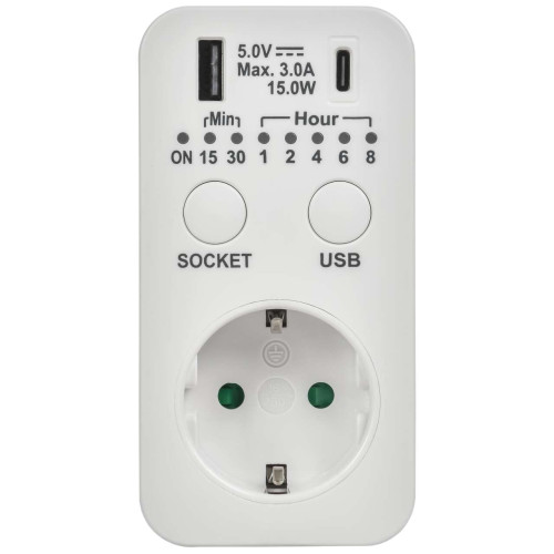 РТЭ-4 Розетка-таймер электронный с USB A+C 15мин-8ч 16А IP20 белая IEK РТЭ-4 Розетка-таймер электронный с USB A+C 15мин-8ч 16А IP20 белая IEK
