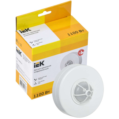 Датчик движения ДД-024В 1100Вт 180-360град 6м IP33 белый IEK