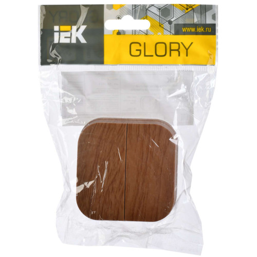GLORY Выключатель 2-клавишный для открытой установки 10А ВС20-2-0-ХД дуб IEK