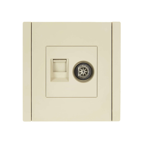 FORTE&PIANO Розетка двойная TV+RJ45 кат.5E FP436 ваниль IEK