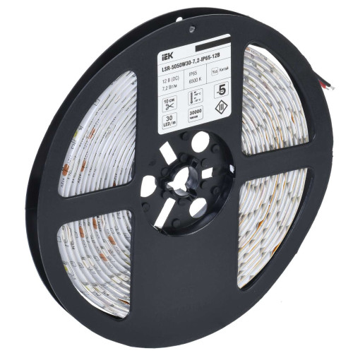 Лента светодиодная 5м LSR-5050W30-7,2-IP65-12В IEK