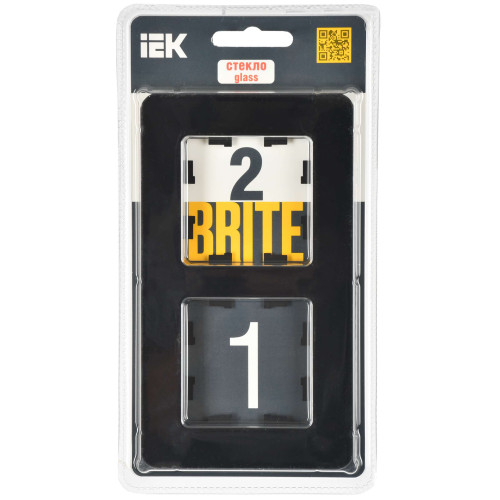 BRITE Рамка 2-местная РУ-2-2-Бр стекло черный RE IEK