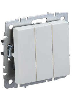 BRITE Выключатель 3-клавишный 10А ВС10-3-0-БрЖ жемчуг IEK