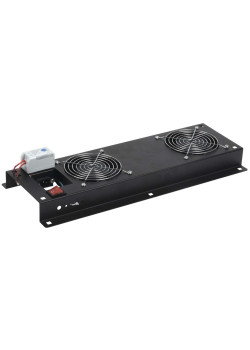 ITK Панель вентиляторная с выключателем и термостатом 2 вентилятора без кабеля питания черная