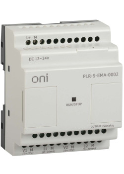 Логическое реле PLR-S. Модуль расширения 2 каналами аналогового вывода (0..10В/0..20мА) серии ONI. Напряжение питания 12-24 В DC