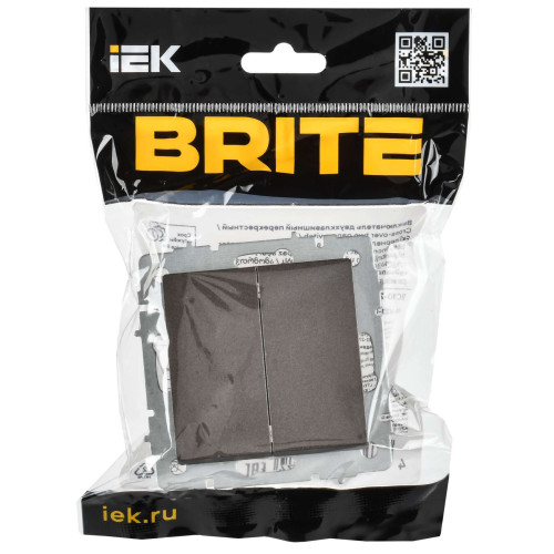 BRITE Выключатель 2-клавишный перекрестный 10А ВС10-2-3-БрТБ темная бронза IEK