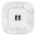 Valena ALLURE.Зарядное устройство с двумя USB-разьемами 240В/5В 1500мА.С лицевой панелью.Белое