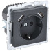 BRITE Розетка 1-местная с заземлением с защитными шторками 16А с USB A+A 5В 3,1А РЮш10-2-БрГ графит IEK