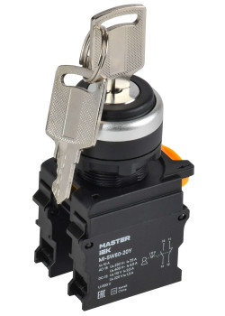 Переключатель с ключом на 3 положения 2NO чёрный MASTER IEK