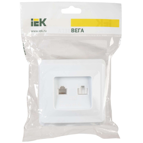 VEGA Розетка 2-местная RJ11/RJ45 РК/Т12-ВБ белый IEK