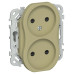FLITE Розетка 2-местная без заземления с защитными шторками безвинтовое крепление 10А РСш02-1-ФлО оливковый IEK