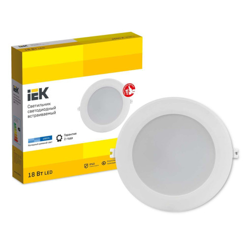 Светильник светодиодный ДВО 1716 белый круг 18Вт 6500К IP40 IEK