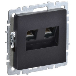 BRITE Розетка компьютерная двойная RJ45 кат.5E РК10-2-БрЧ черный IEK