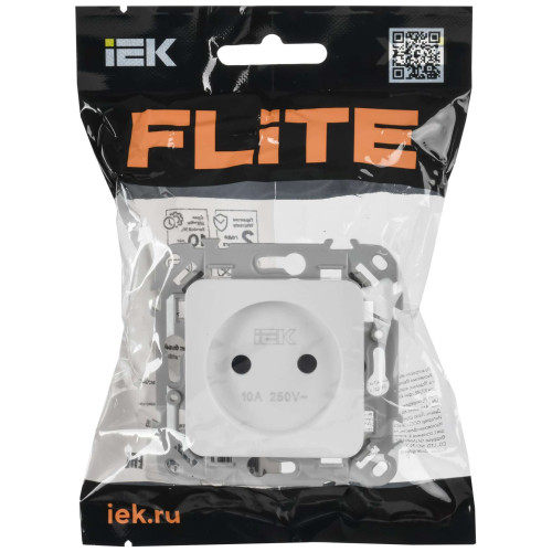 FLITE Розетка без заземления с защитными шторками безвинтовое крепление 10А РСш01-1-ФлБ белый IEK FLITE Розетка без заземления с защитными шторками безвинтовое крепление 10А РСш01-1-ФлБ белый IEK