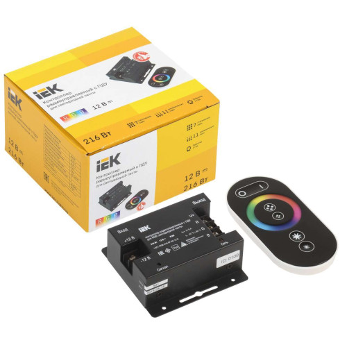 Контроллер с ПДУ радио RGB 3 канала 12В 6А 216Вт черный IEK