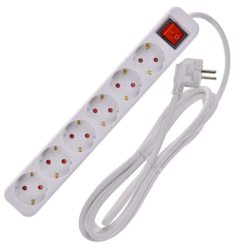 UMA Удлинитель У06К 6 мест 2P+PE 3м 3х1,5мм2 16А белый IEK